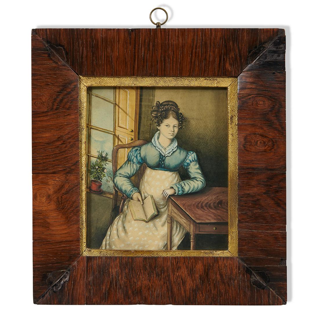 Artist Unknown, fine Folk Art portrait of a lady (1 of 1)