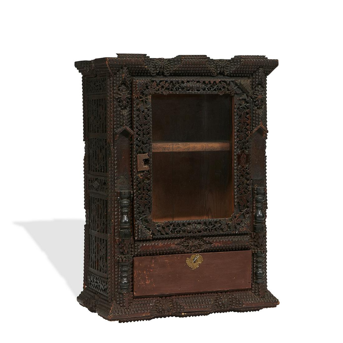 American Folk Art Tramp Art display cabinet (1 of 3)