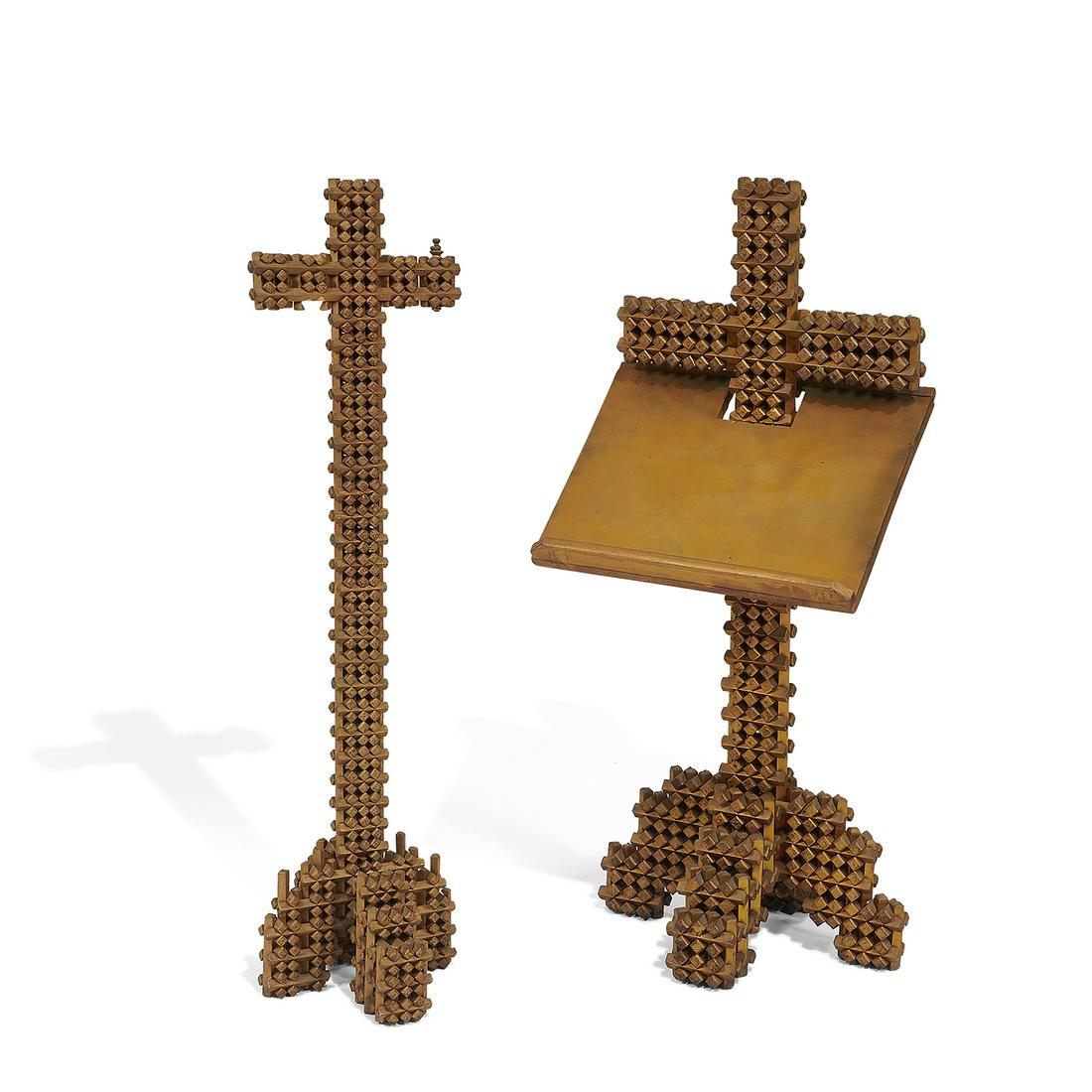 Amer. Folk Art / Deerholtz, 2 Tramp Art crosses (1 of 3)