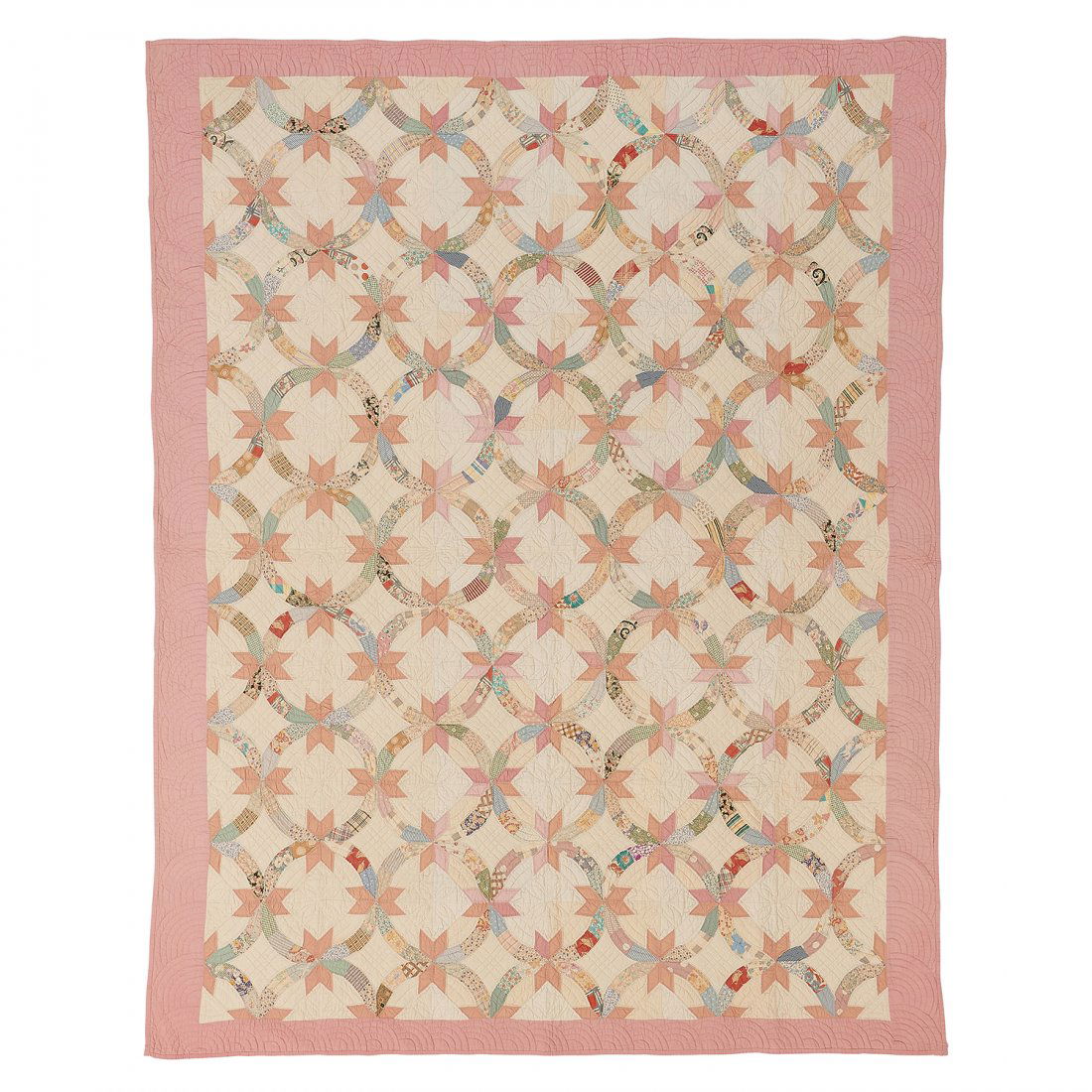 American Star Wedding Ring quilt 73 1/2" x 95" (1 of 1)