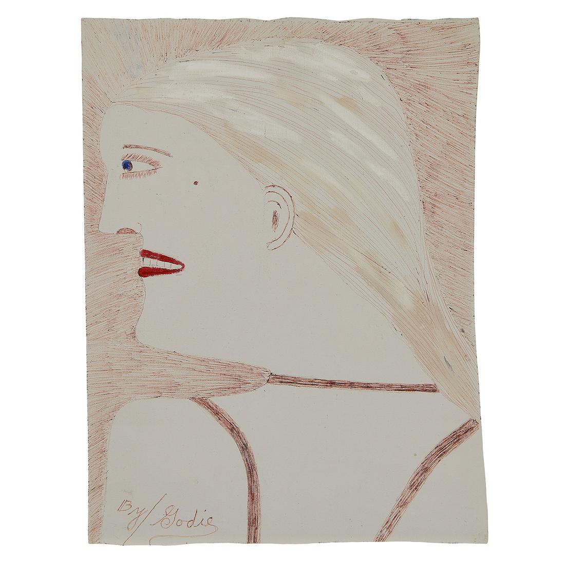 Lee Godie, A Lithograph (Female Profile) (1 of 2)