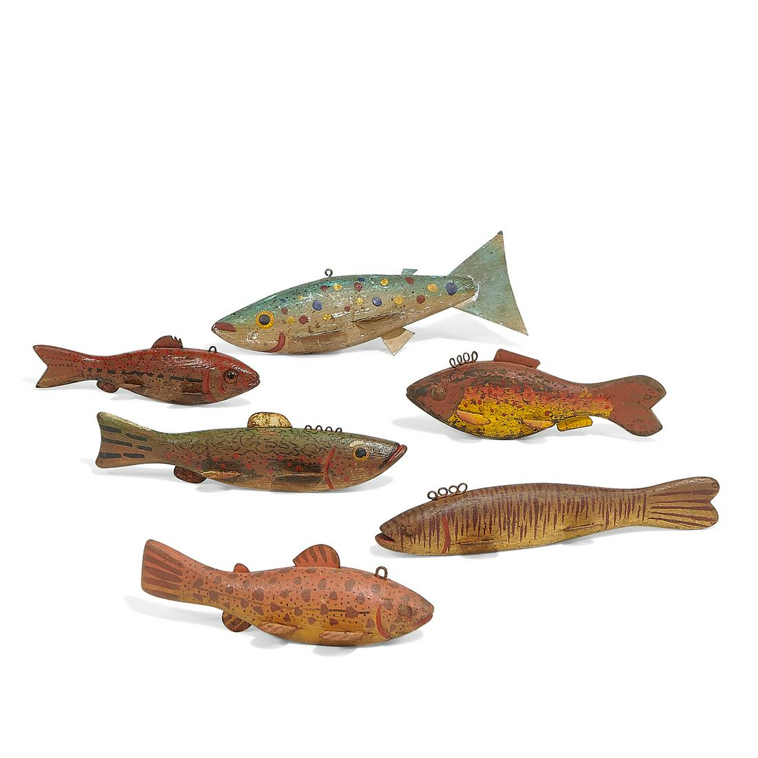 American Folk Art fish decoys, group of six (1 of 2)