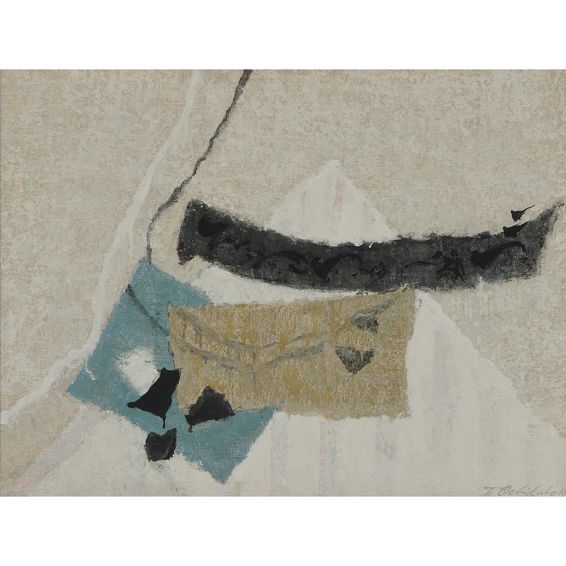 Tetsuo Ochikubo, Untitled Abstraction, 1959: Tetsuo Ochikubo (American, 1923-1975) Untitled Abstraction, 1959 oil on canvas signed and dated lower right 20" x 26" Provenance: Krasner Gallery, New York, New York (label verso)