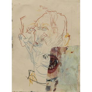 Susanna Coffey, Self Portrait, 1996: Susanna Coffey (American, b. 1949) Self Portrait, 1996 mixed media on paper with collage signed lower center 11 1/8" x 8 1/4" Provenance: Lyons Wier + Ginsberg, Chicago, Illinois (label verso)