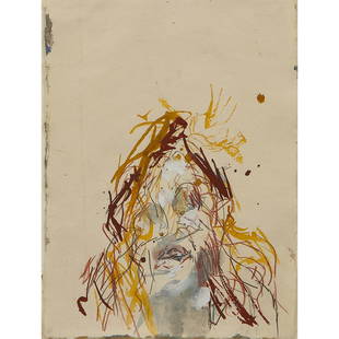 Susanna Coffey, Self Portrait (Under Skylight): Susanna Coffey (American, b. 1949) Self Portrait (Under Skylight), circa 1996 mixed media on paper signed lower right 11 1/8" x 8 1/4" Provenance: Lyons-Wier + Ginsberg, Chicago, Illinois (label verso
