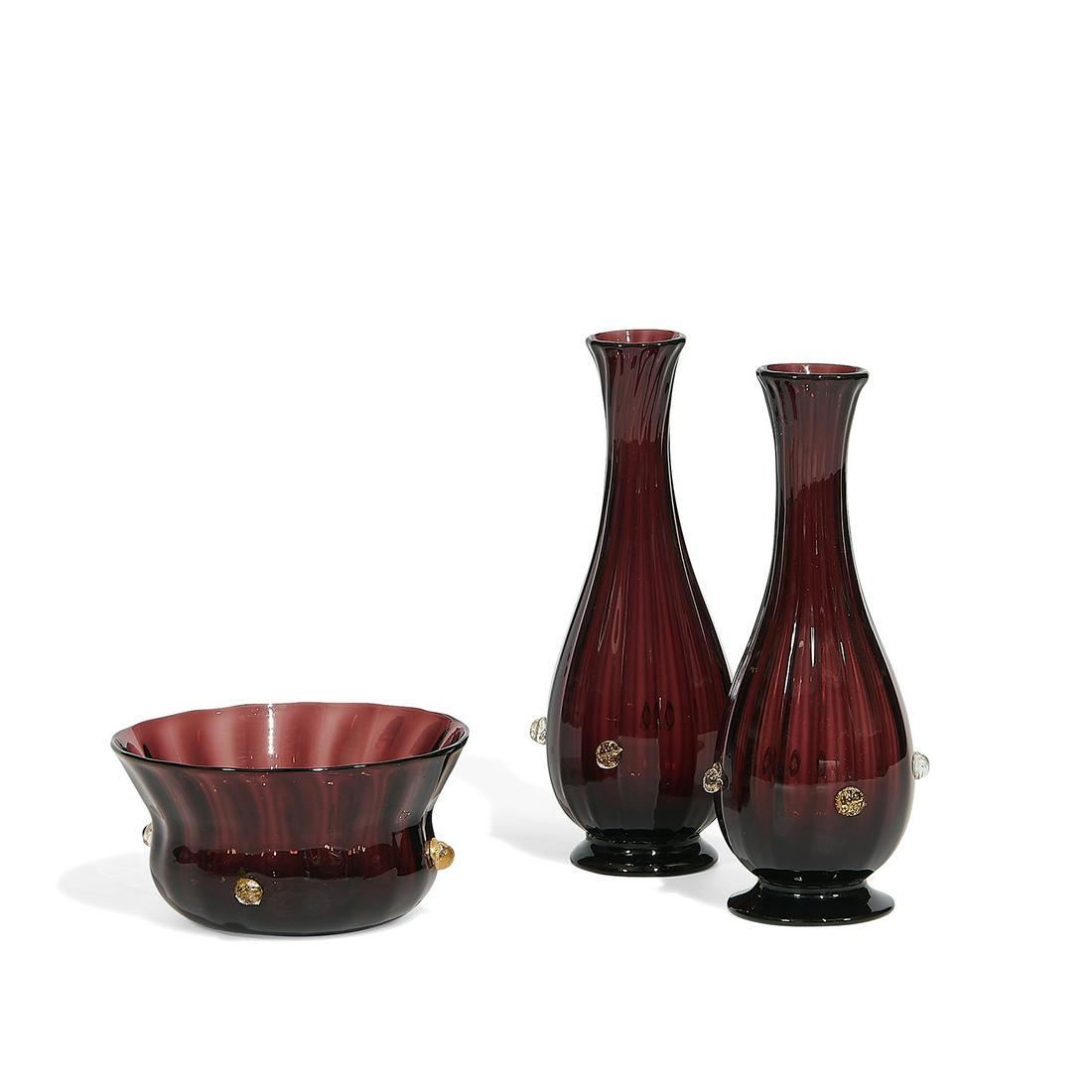 Verreries Artistiques Barovier bowl and vases (1 of 2)