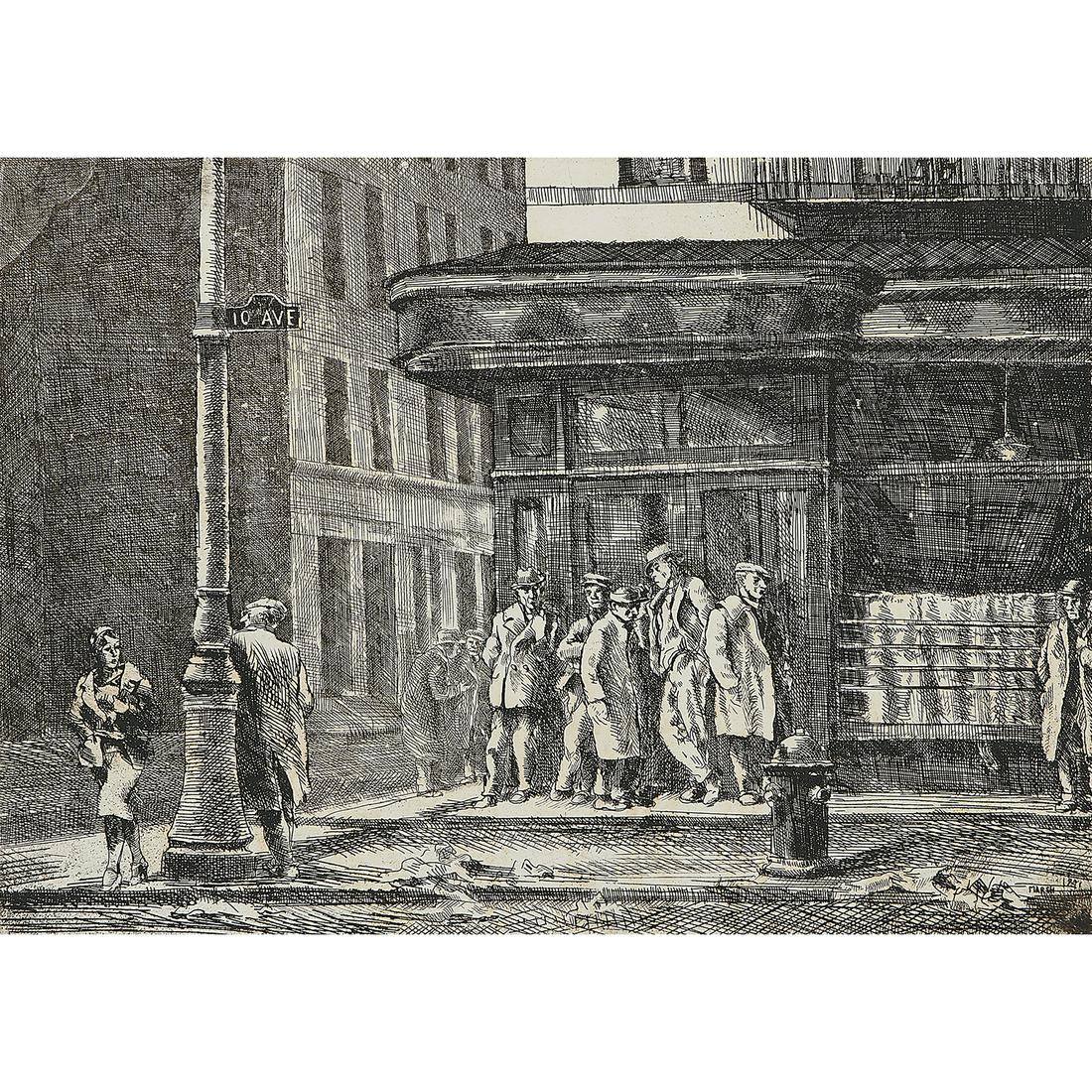 Reginald Marsh, 10th Avenue at 27th Street: Reginald Marsh(American, 1898-1954)10th Avenue at 27th Street, 1931etchingsigned and dated in plate lower right, titled in pencil lower edgeWM blindstamp lower rightWhitney Museum edition of 100 (prin