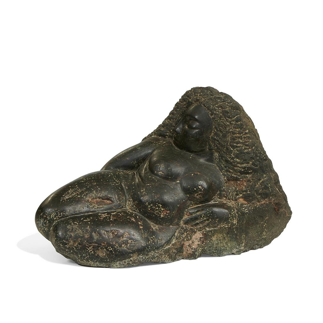 Artist Unknown, Reclining Female Nude: Artist Unknown (20th century) Reclining Female Nude granite signed illegibly 13 1/2"h x 22 1/2"w x 12"d