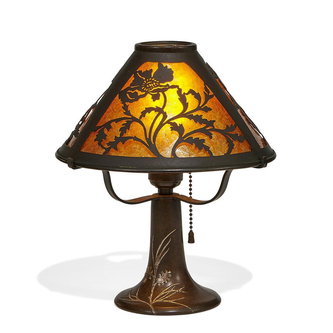 Heintz Art Metal Shop table lamp with poppy shade (1 of 3)
