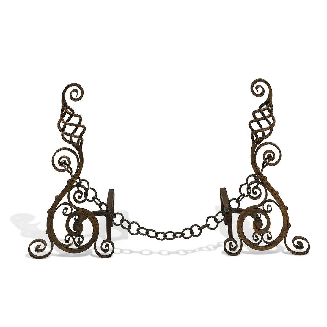 American Arts & Crafts andirons, pair (1 of 1)