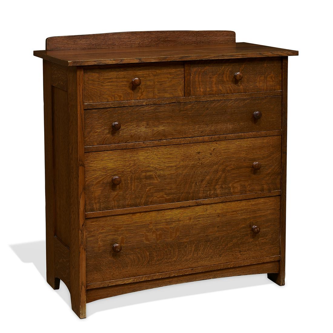 L. & J.G. Stickley chest of drawers, #97: L. & J.G. Stickley chest of drawers, #97 Fayetteville, New York oak unmarked 38"w x 18 1/2"d x 40 1/2"h