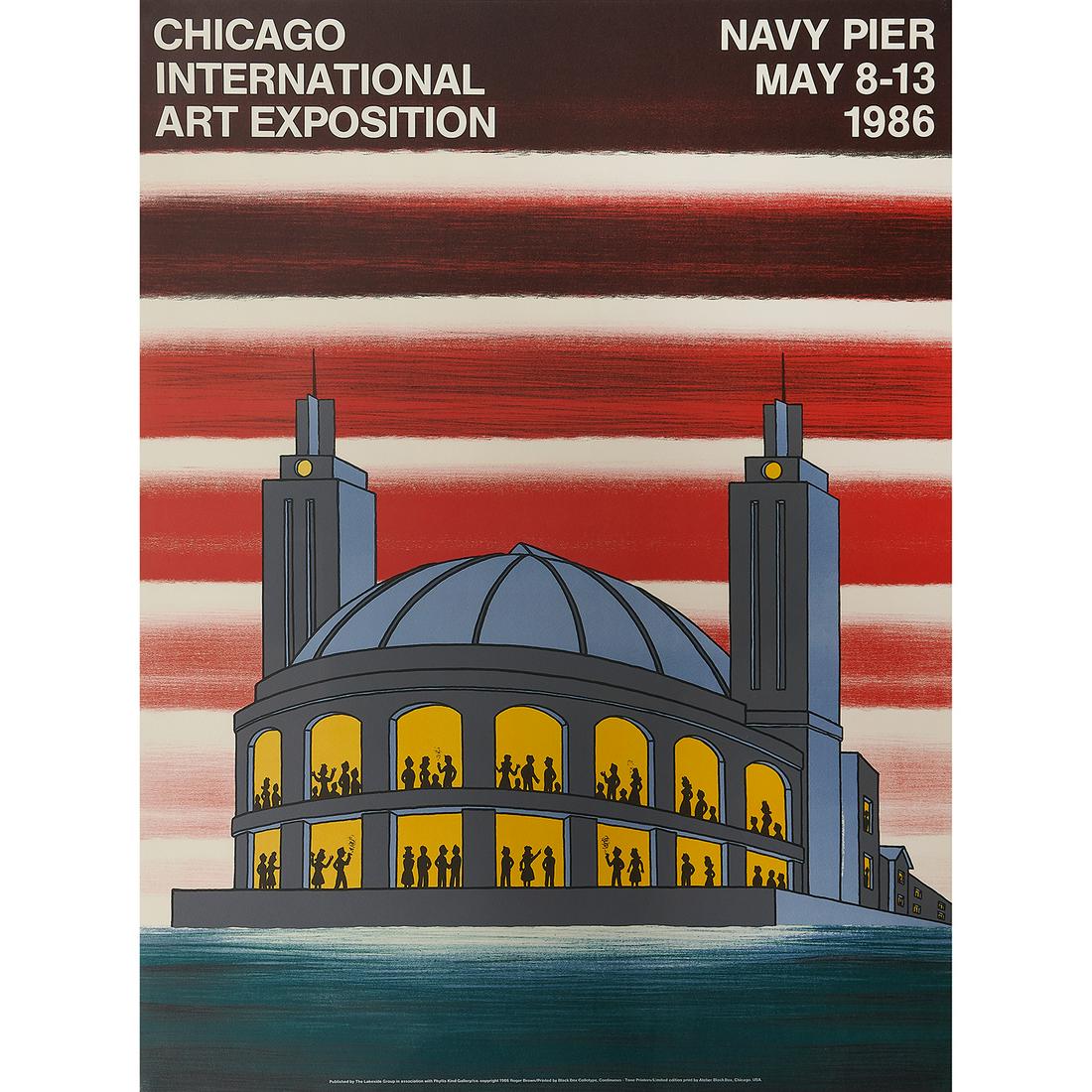 Roger Brown, Navy Pier: Roger Brown (American, 1941-1997) Navy Pier, 1986 collotype signed in pencil lower margin edition of 1,500 published by The Lakeside Group in association with Phyllis Kind Gallery, Chicago, Illinois 3