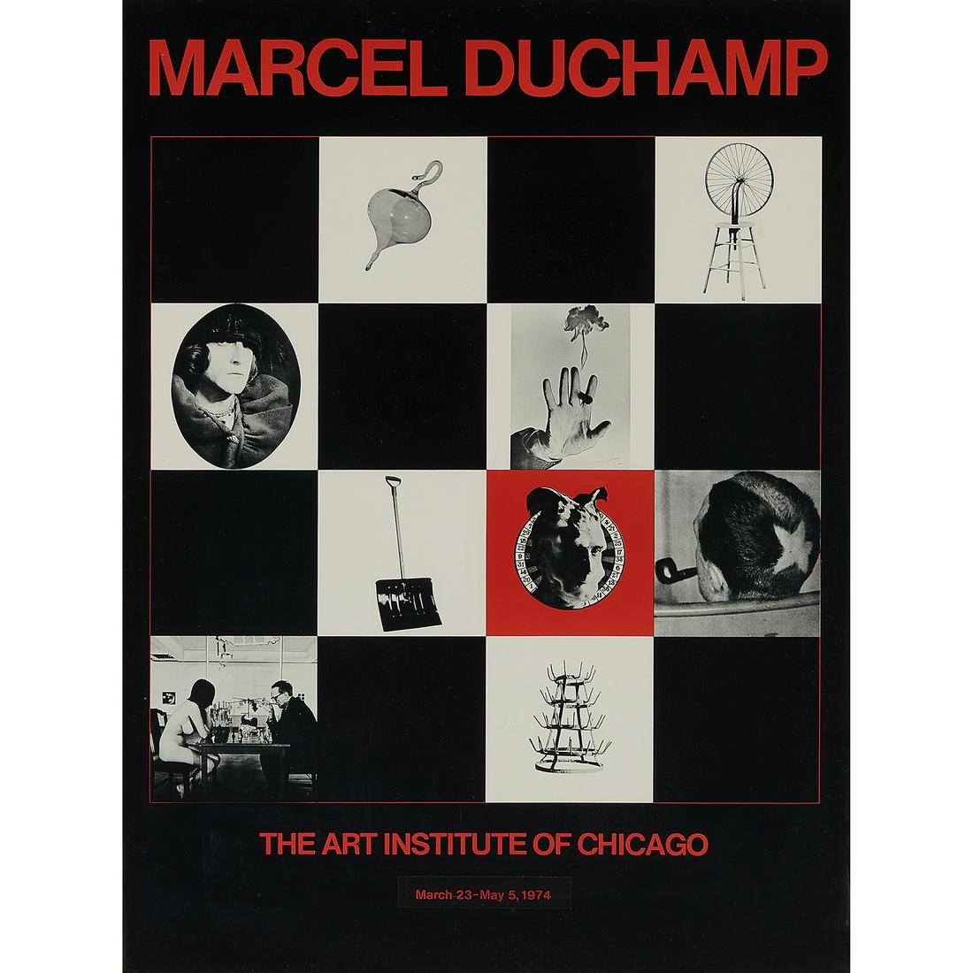 After Marcel Duchamp, Art Inst. of Chicago Poster: After Marcel Duchamp The Art Institute of Chicago Exhibition Poster offset color lithograph March 23 - May 5, 1974 (label added later recto) 24" x 18"