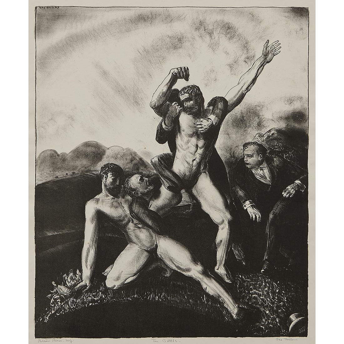 George Wesley Bellows, The Battle: George Wesley Bellows (American, 1882-1925) The Battle, 1923 lithograph signed and titled in pencil lower margin, signed in stone upper left edition of 52 15 11/16" x 13" Catalog Note: A similar prin