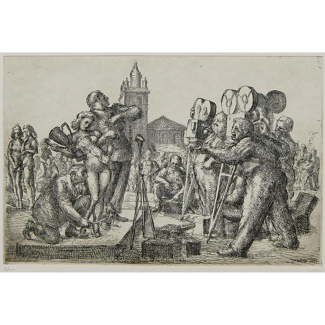 Reginald Marsh, Modern 1939 Venus: Reginald Marsh (American, 1898-1954) Modern 1939 Venus, 1936 etching and engraving signed and dated in plate, numbered in pencil lower left margin embossed WM lower right margin edition of 100 pri