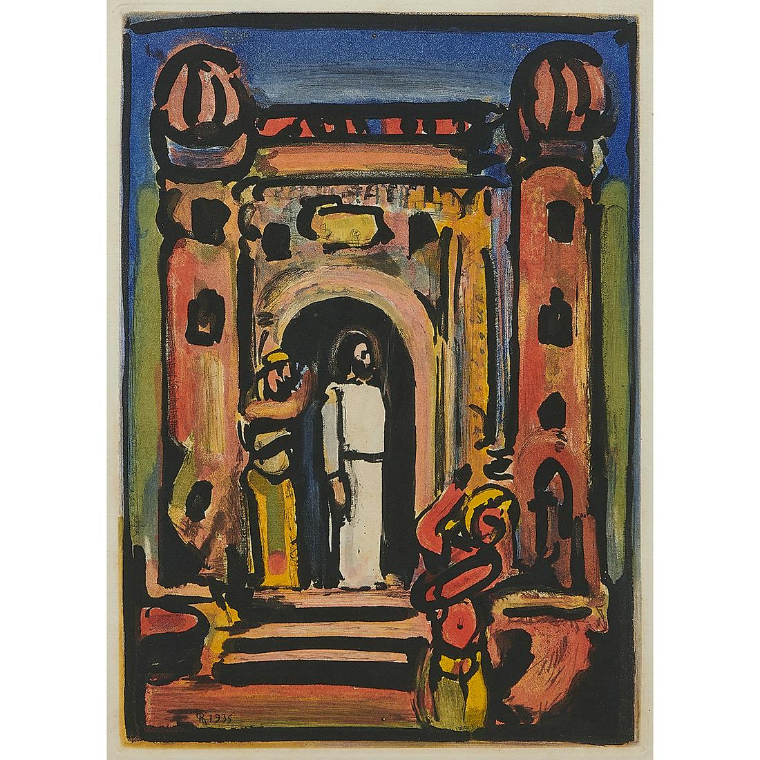 Georges Rouault, Christ Devant La Ville: Georges Rouault (French, 1871-1958) Christ Devant La Ville from André Suarès' The Passion, 1935 etching and aquatint signed and dated in plate edition of 270 published by Ambroise Vollard,