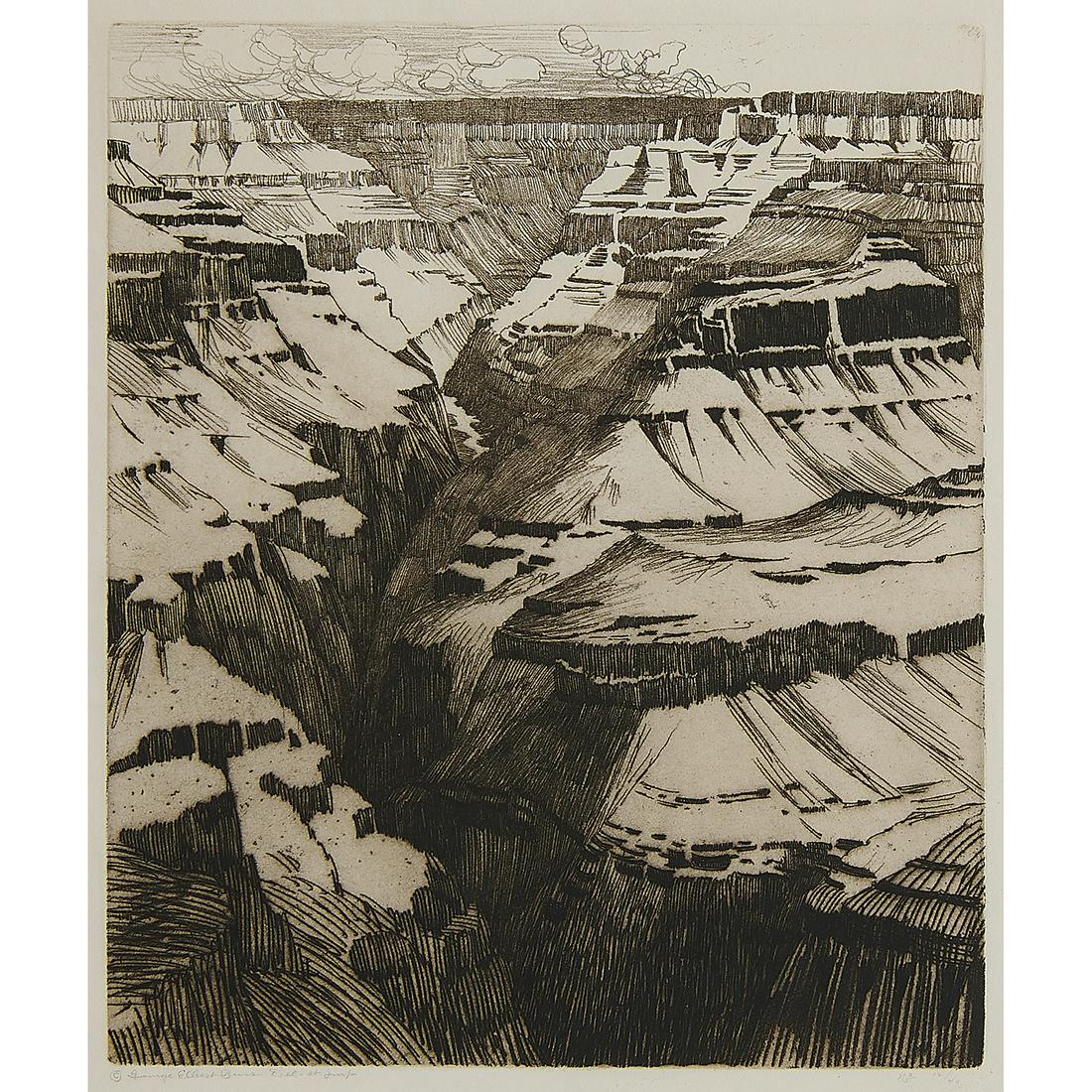 George Burr, Grand Canyon of the Colorado River: George Elbert Burr (American, 1859-1939) Grand Canyon of the Colorado River, Arizona, 1924 etching and aquatint signed and numbered in pencil lower margin edition of 40 9 7/8" x 11 3/4" Catalog Note: