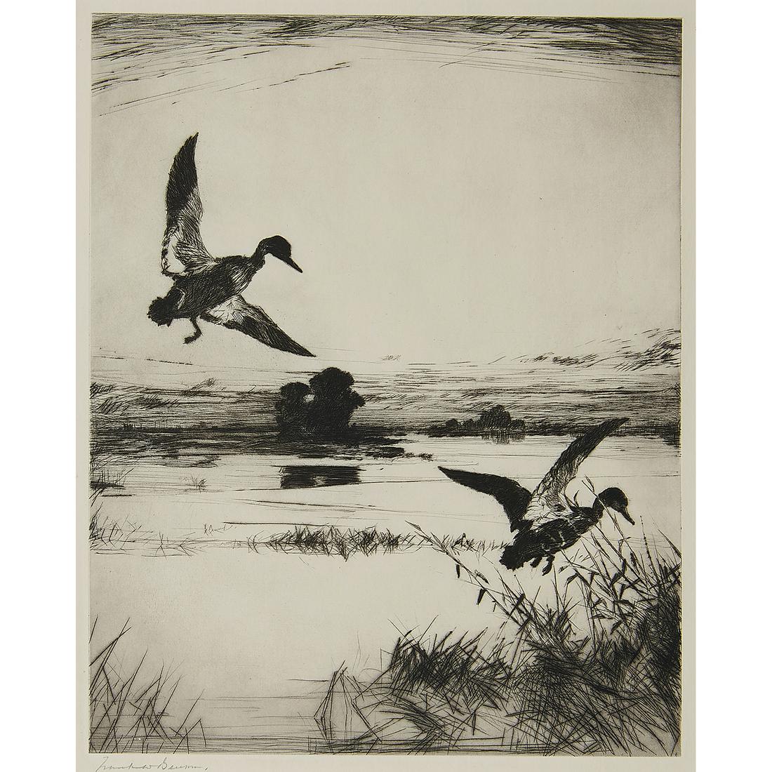 Frank Weston Benson, Two Black Ducks: Frank Weston Benson (American, 1862-1951) Two Black Ducks, 1930 drypoint signed and titled in pencil lower margin edition of 150 14 7/16" x 11 7/8"