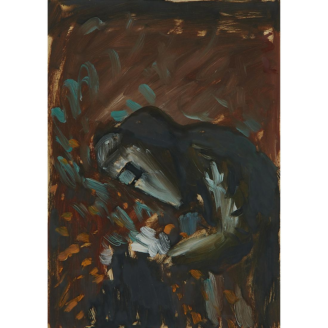 Schomer Lichtner, The Welder, oil on paper: Schomer Lichtner (American, 1905-2006) The Welder oil on paper unsigned 14" x 10"