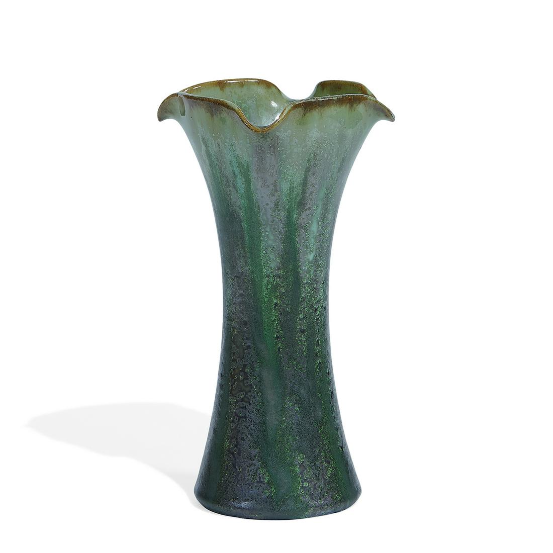Fulper Pottery Cucumber Crystalline waisted vase (1 of 4)