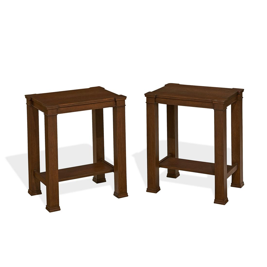 Contemporary Prairie School side tables, pair (1 of 1)
