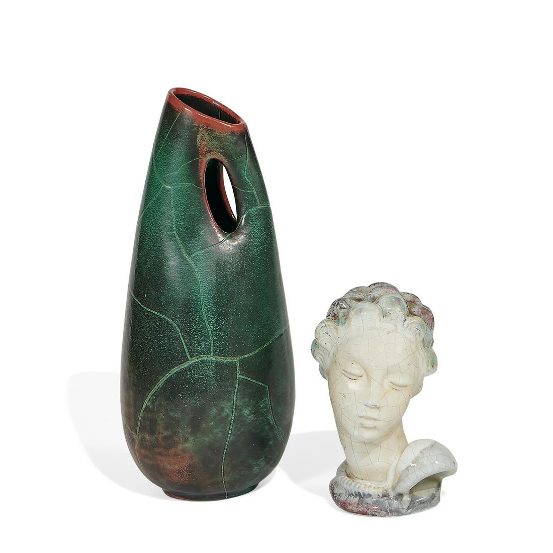 Maker Unknown figurative bust, together with vase (1 of 3)