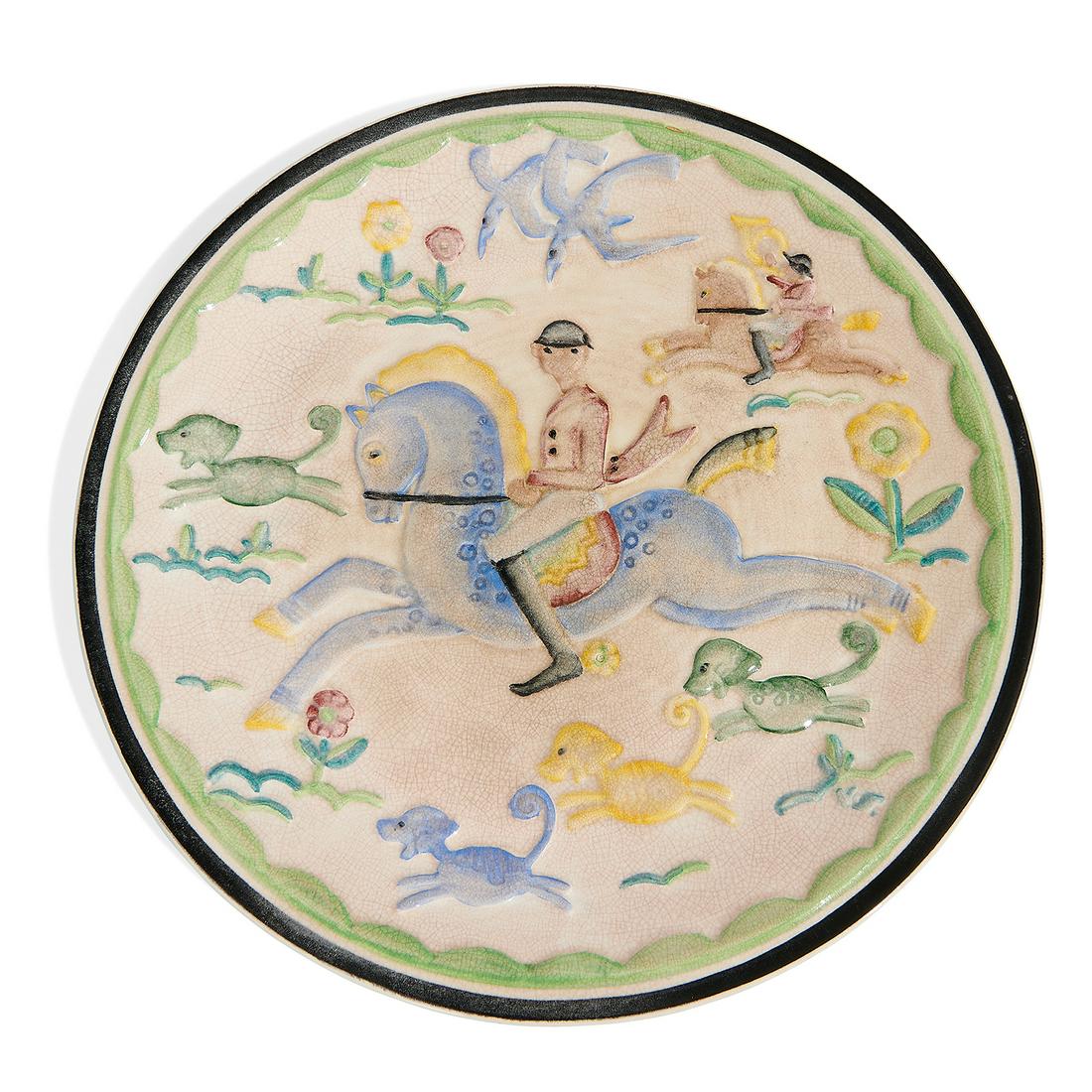 Cowan Pottery, The Hunt, wall plaque (1 of 2)