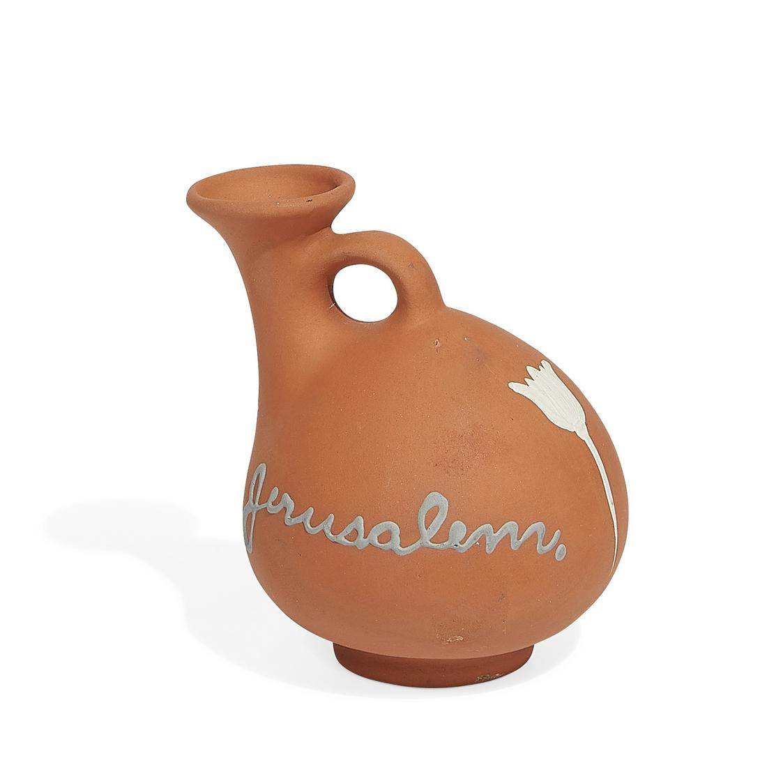 Weller Pottery pitcher with tulip decoration (1 of 4)