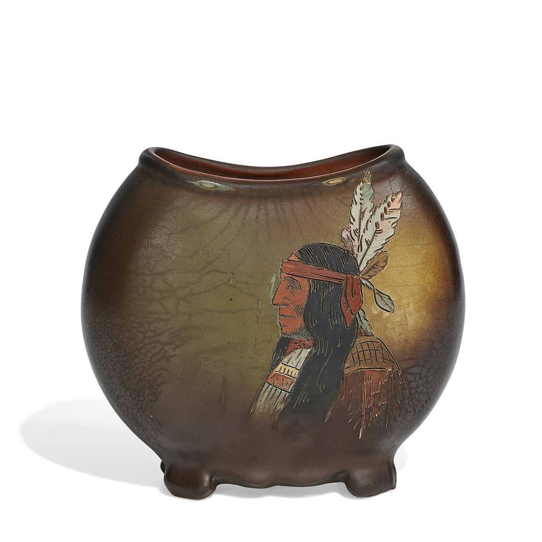 Levi J. Burgess, Weller Dickensware pillow vase (1 of 3)