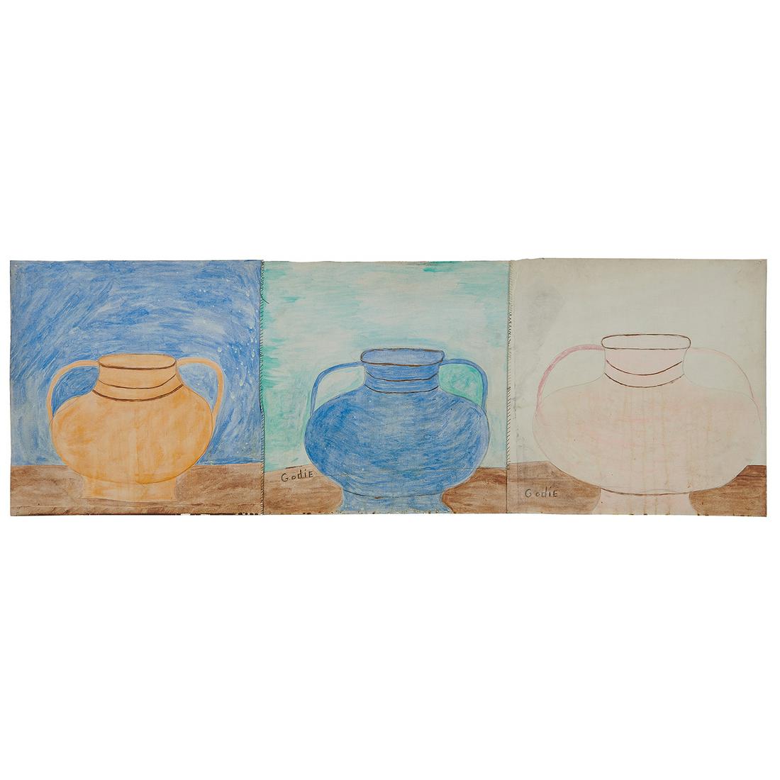 Lee Godie, Jar, Blue Jar, Pink Jar (triptych) (1 of 2)