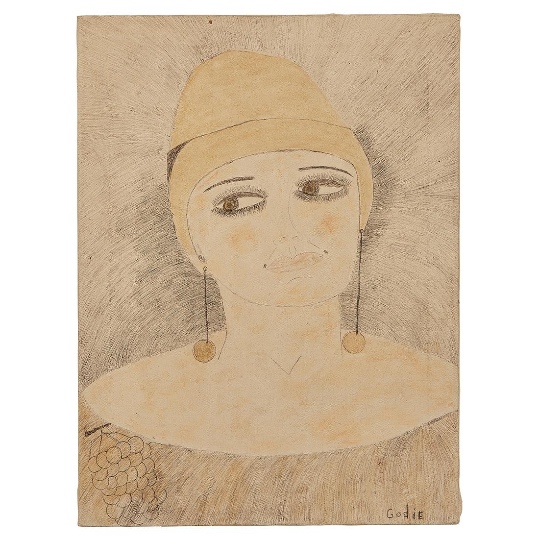 Lee Godie, Girl in Hat with Grapes (1 of 2)