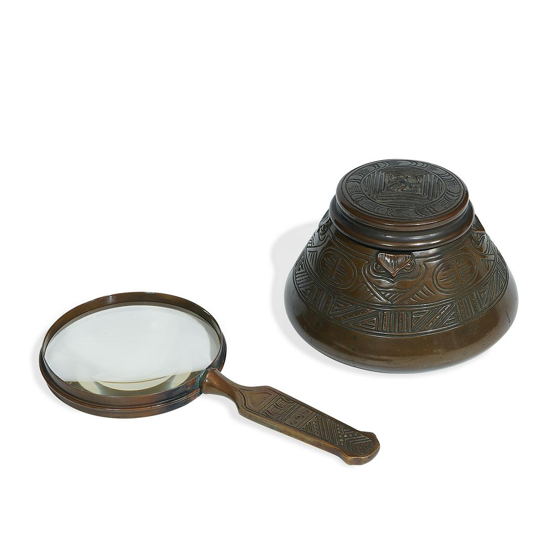 Tiffany Studios inkwell and magnifying glass (1 of 4)