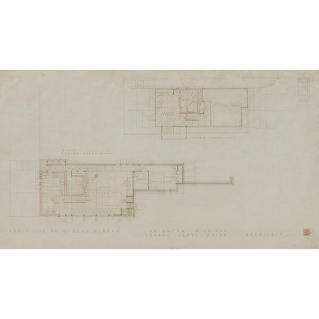 Frank L. Wright, George Berdan House Drawing (1 of 4)