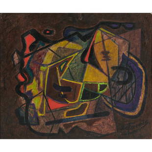 Mario De Ferrante, Abstraction: Mario De Ferrante (American, 1898-1992) Abstraction oil on board signed lower right 20" x 23 15/16"