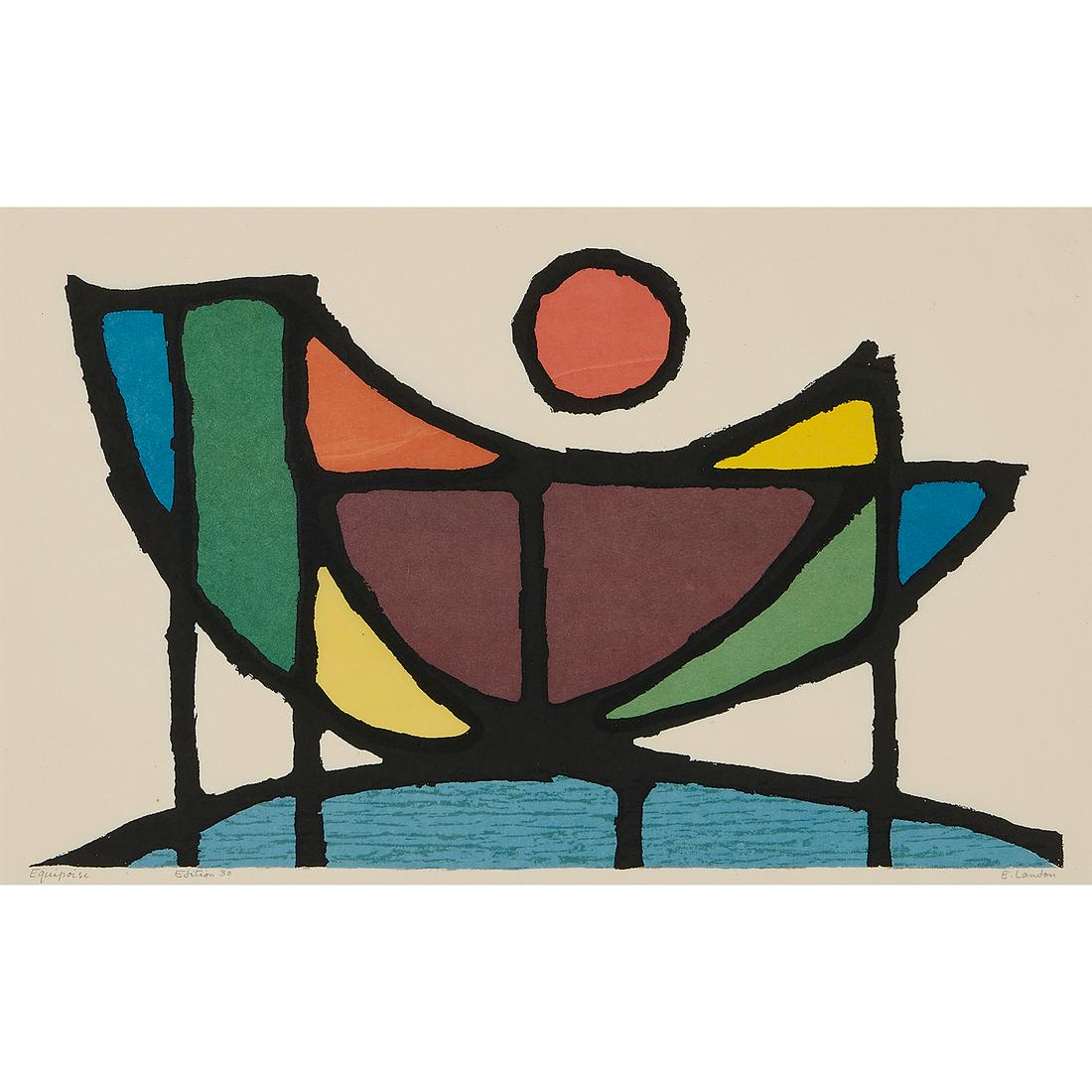 Edward A. Landon, Equipoise, 1978: Edward A. Landon (American, 1911-1984) Equipoise, 1978 color screenprint signed, titled and numbered edition of 30 9 5/8" x 16"