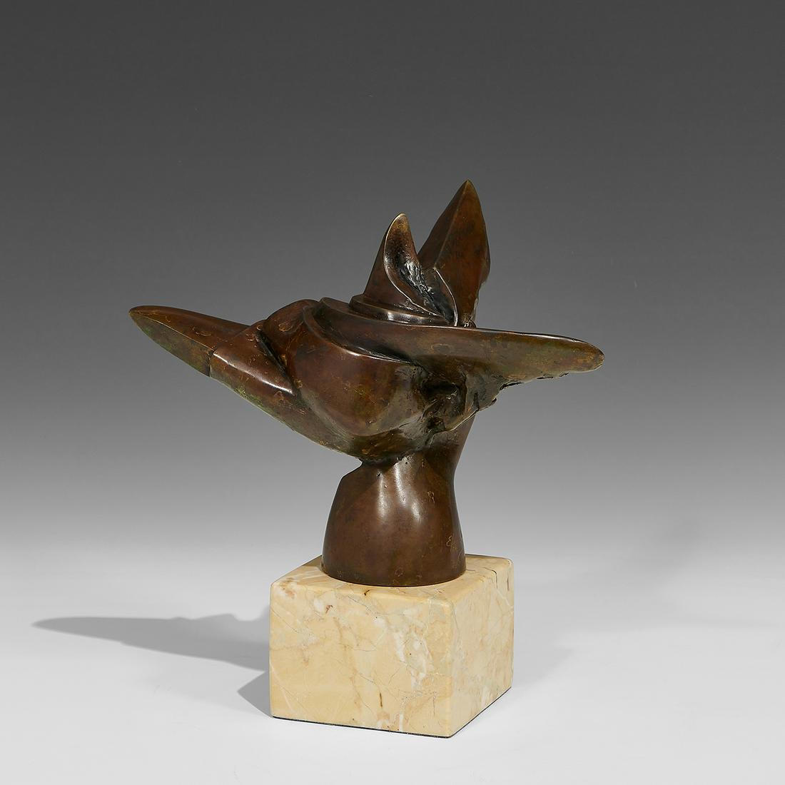 Eladio González, P#3, 1989: Eladio González (Cuban, b. 1937) P#3, 1989 bronze, marble (base) signed, titled and dated on base 7 7/8"h x 10"w x 6 1/4"d