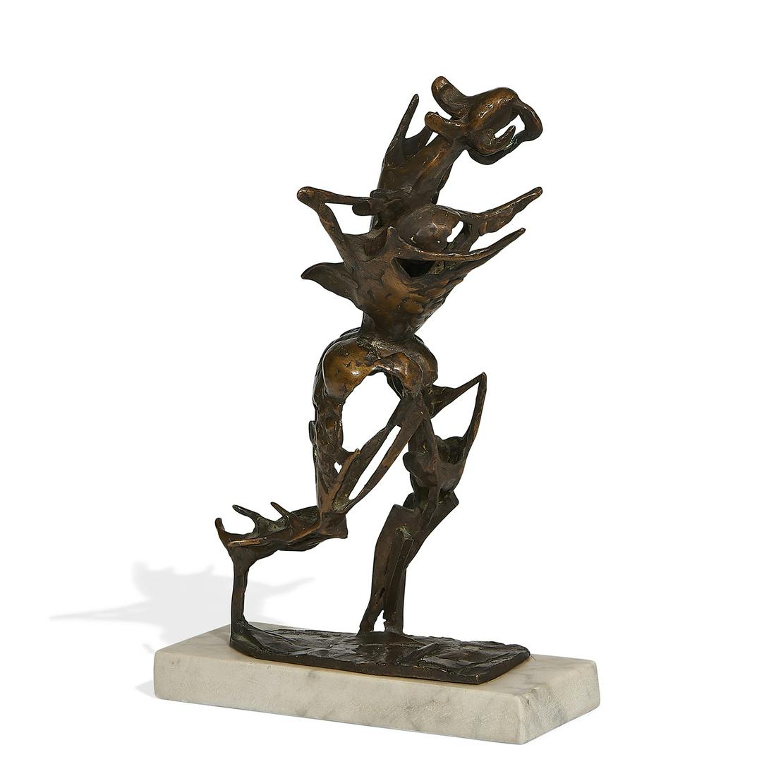 Abbott Pattison, Flight, 1957: Abbott Pattison (American, 1916-1999) Flight, 1957 bronze, marble (base) signed A Pattison. Firenze 14 1/8"h x 9 3/8"w x 7 1/4"d