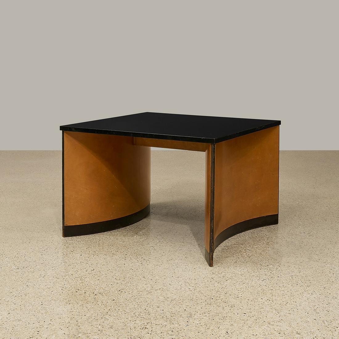 KEM Weber Walt Disney Studios coffee table: Karl Emanuel Martin "KEM" Weber (1889-1963) for Swanson-Peterson Co. coffee table from the Walt Disney Studios Burbank, California, 1939 laminate, birch numbered in ink '4561' 30"sq x 20 1/8"h Provena