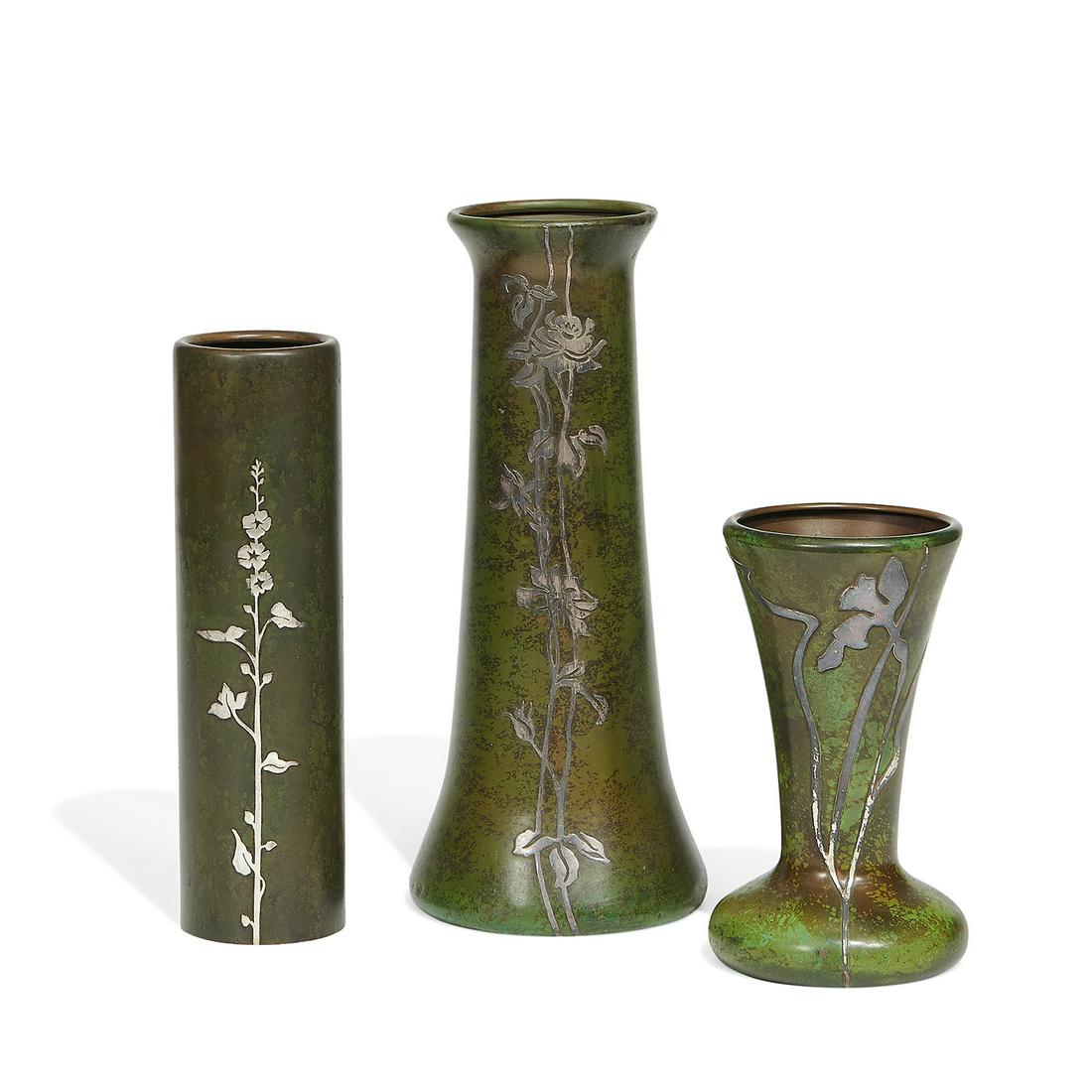Heintz Art Metal Shop group of vases, three (1 of 3)