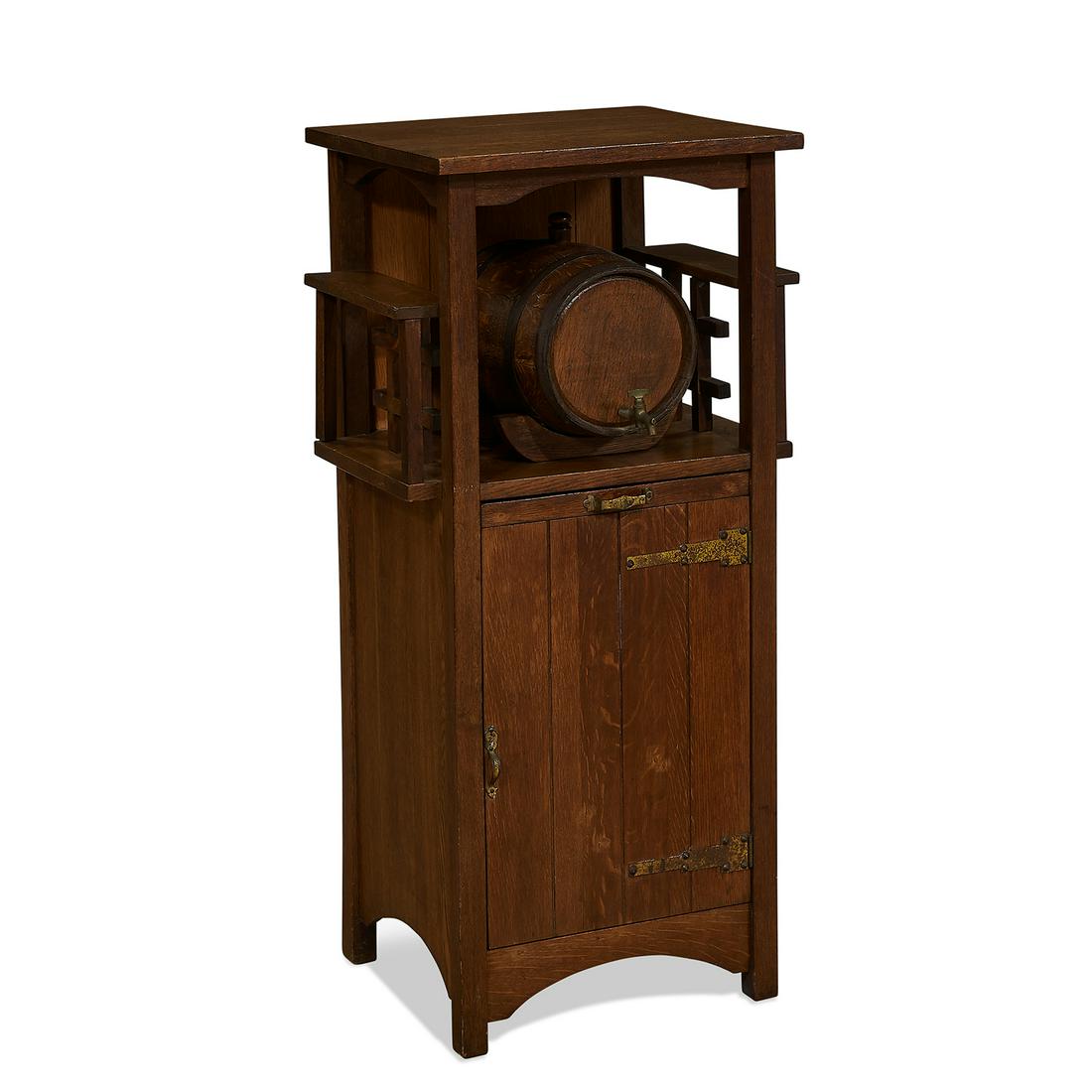 American Arts & Crafts cellarette whiskey barrel (1 of 2)