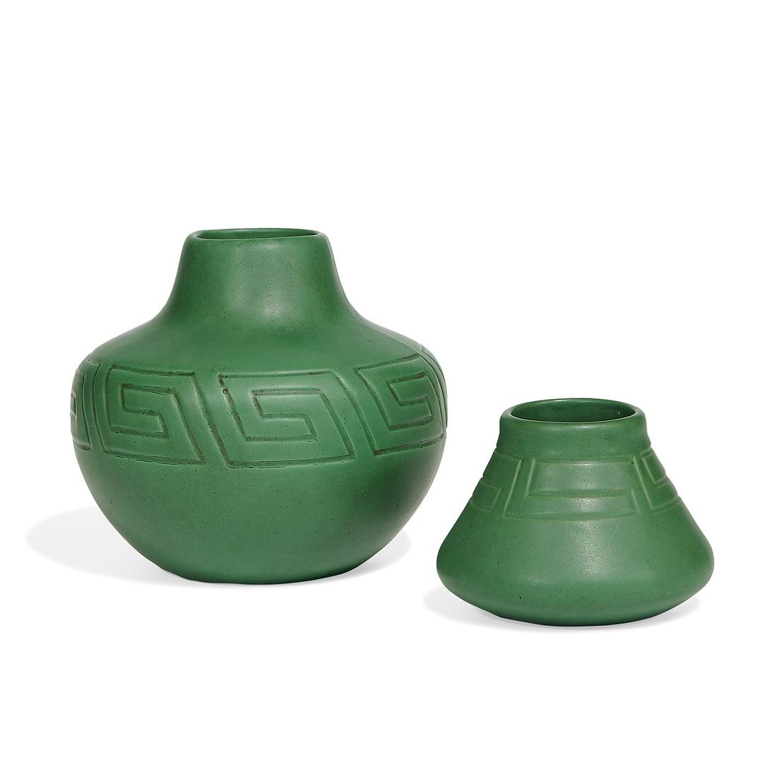 Owens Pottery Co. earthenware vases, two (1 of 3)