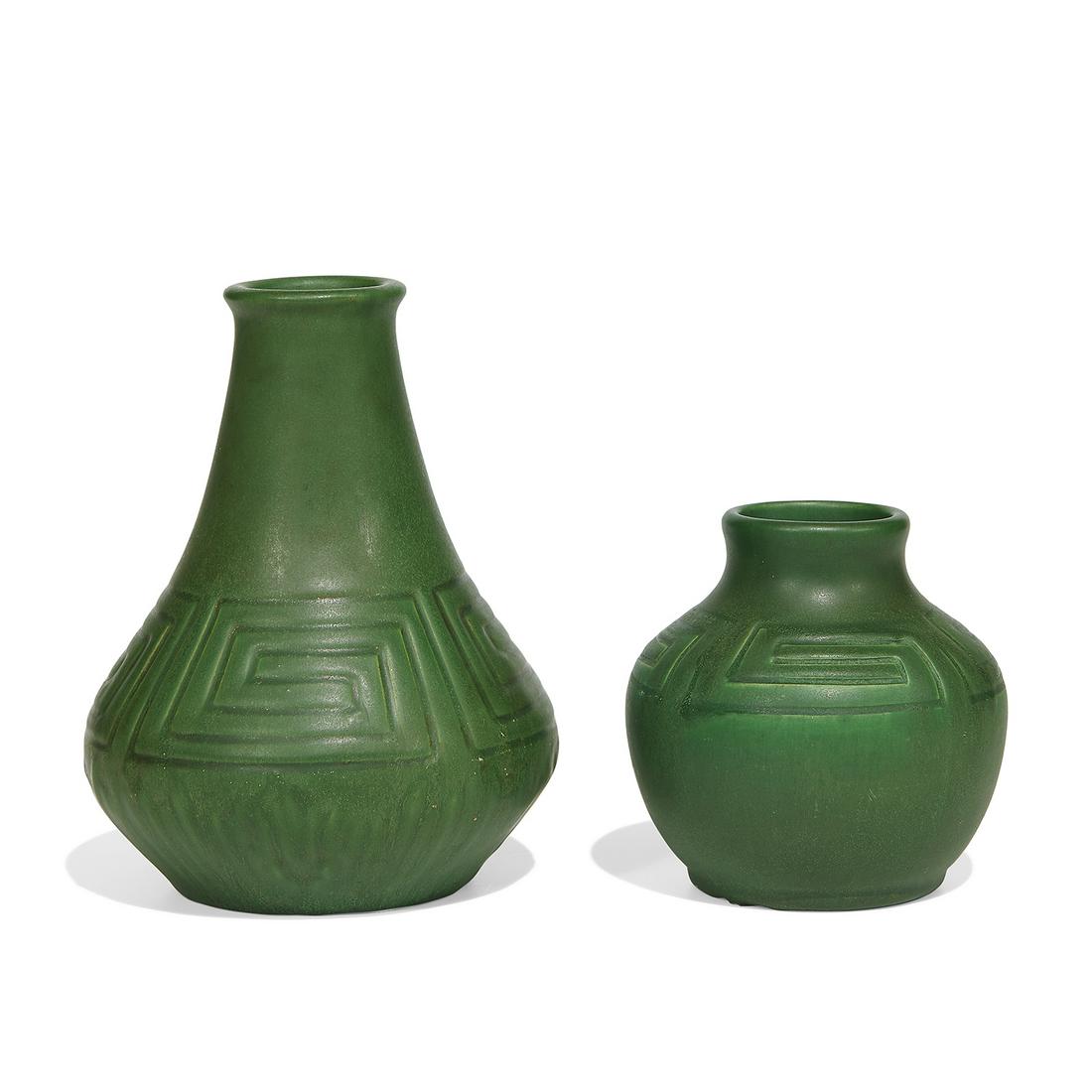 Owens Pottery Co. earthenware vases, two (1 of 3)