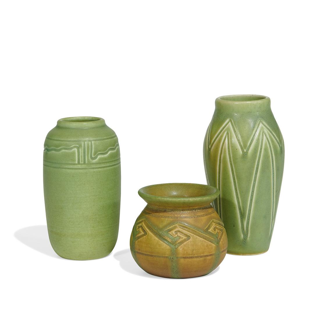 Rookwood Pottery group of earthenware vases, 3 (1 of 3)