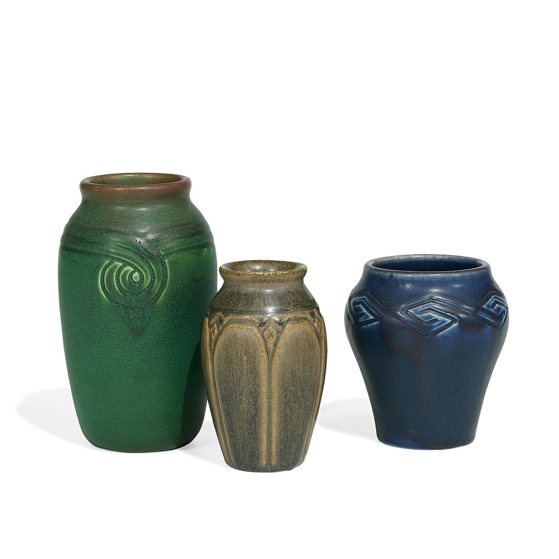 Rookwood Pottery group of earthenware vases, 3 (1 of 3)