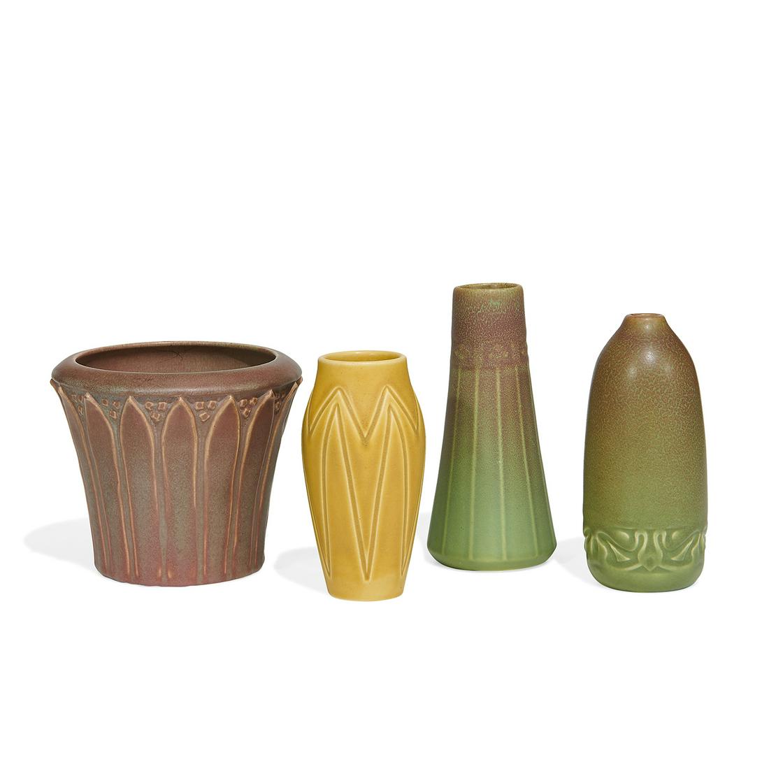 Rookwood Pottery early earthenware vases, 4 (1 of 3)