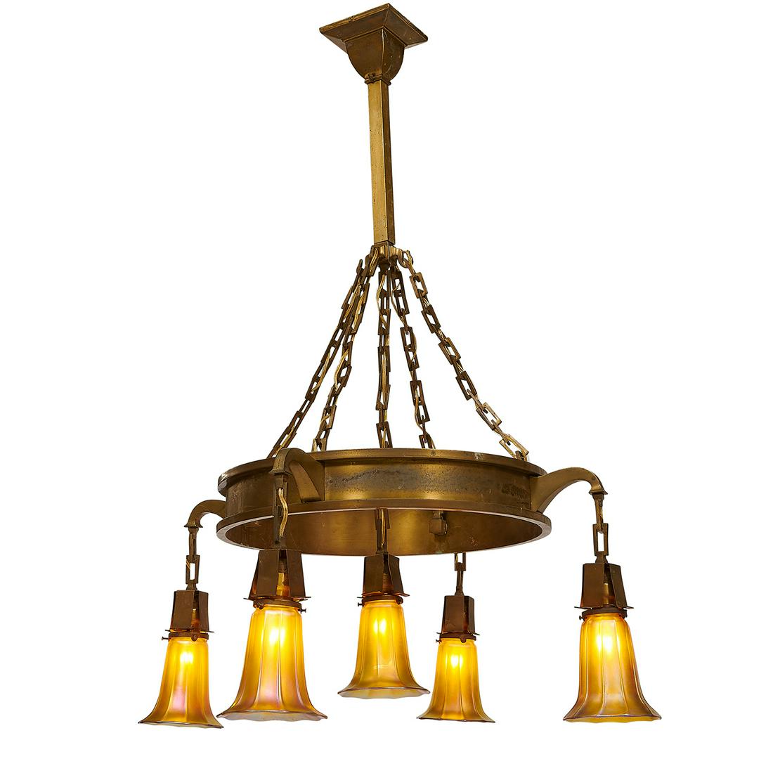 Steuben Glass Works light shades / chandelier (1 of 3)