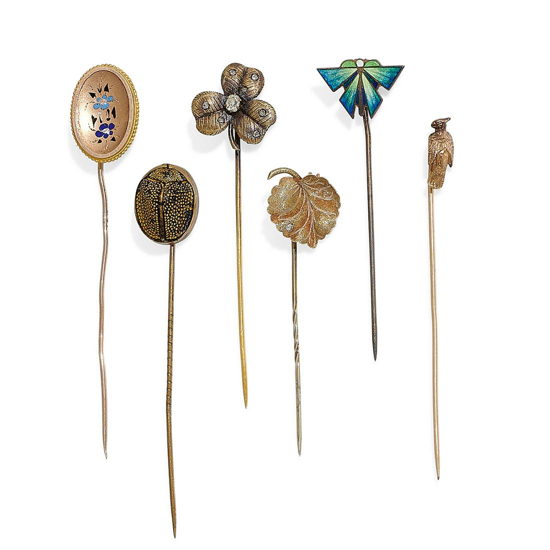 Various Ages group of stick pins, six (1 of 2)