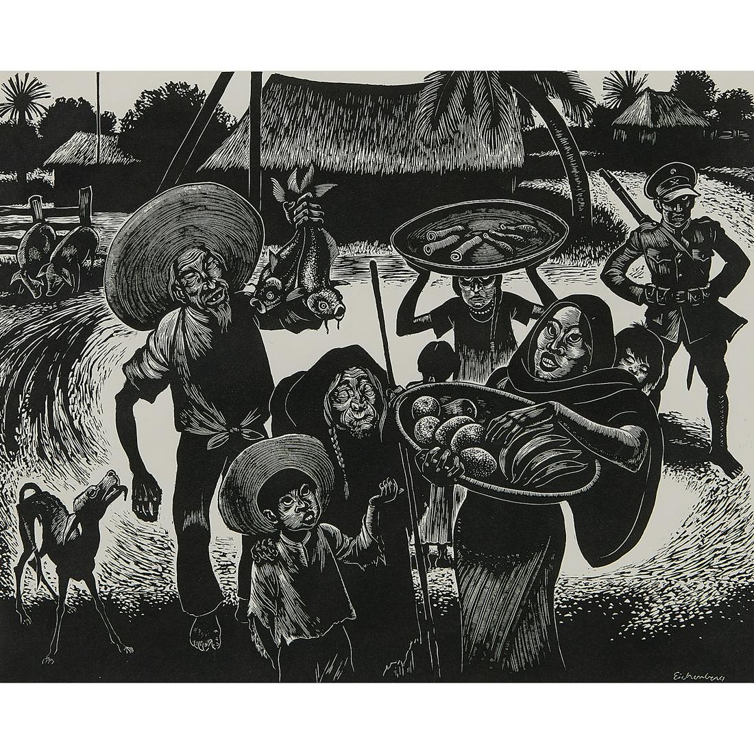 Fritz Eichenberg, Mexican Vendors (1 of 2)