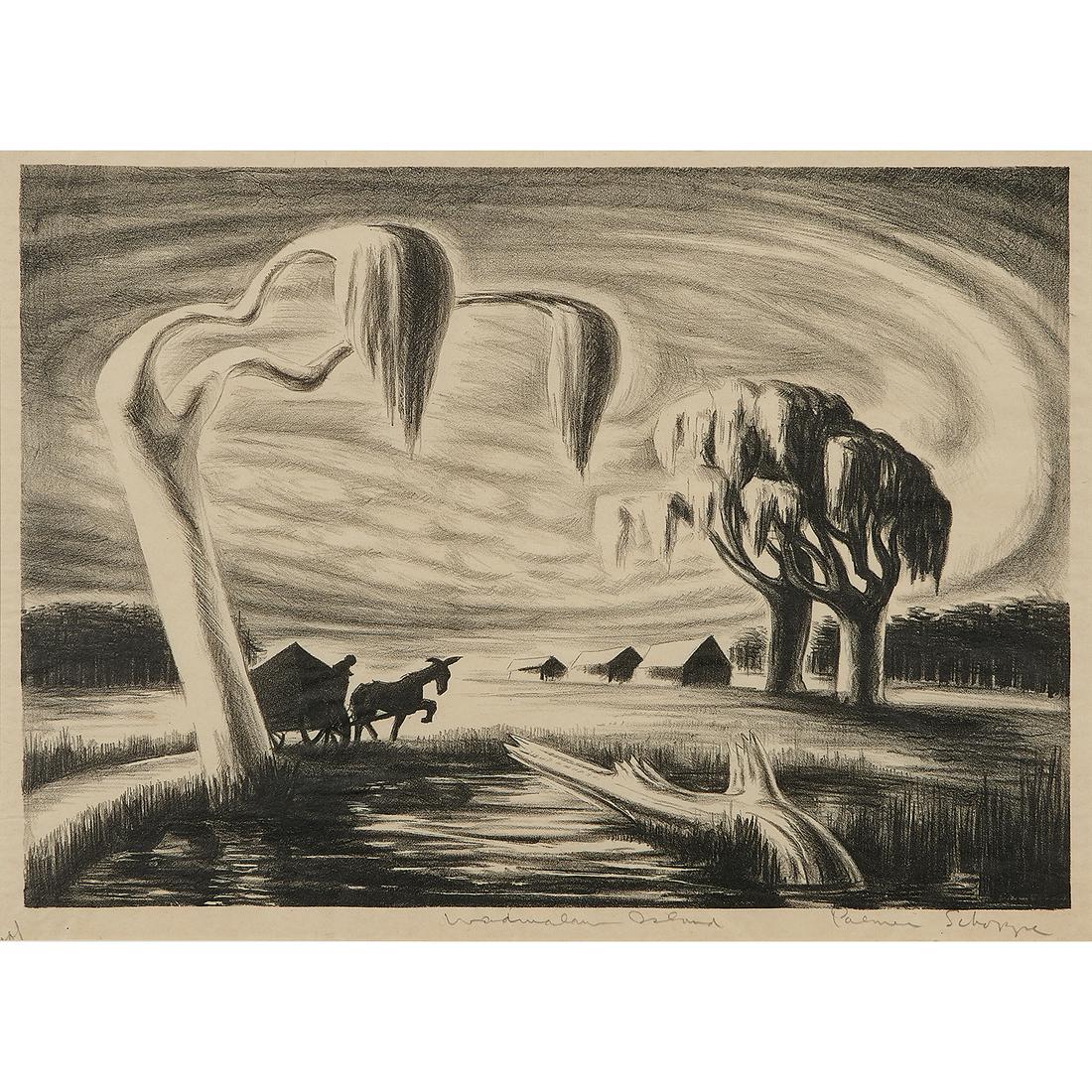 Palmer Schoppe, Wadmalaw Island, 1935: Palmer Schoppe (American, 1912-2001) Wadmalaw Island, 1935 lithograph signed and titled in pencil lower margin inscribed Proof lower left margin 9 3/16" x 12 7/8"