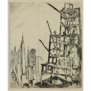 William Meyerowitz, New York Steel and Iron, 1928: William Meyerowitz (American, 1887-1981) New York Steel and Iron, 1928 etching signed, titled and numbered in pencil lower margin dated in pen lower edge signed in plate lower left edition of 40 11 7/